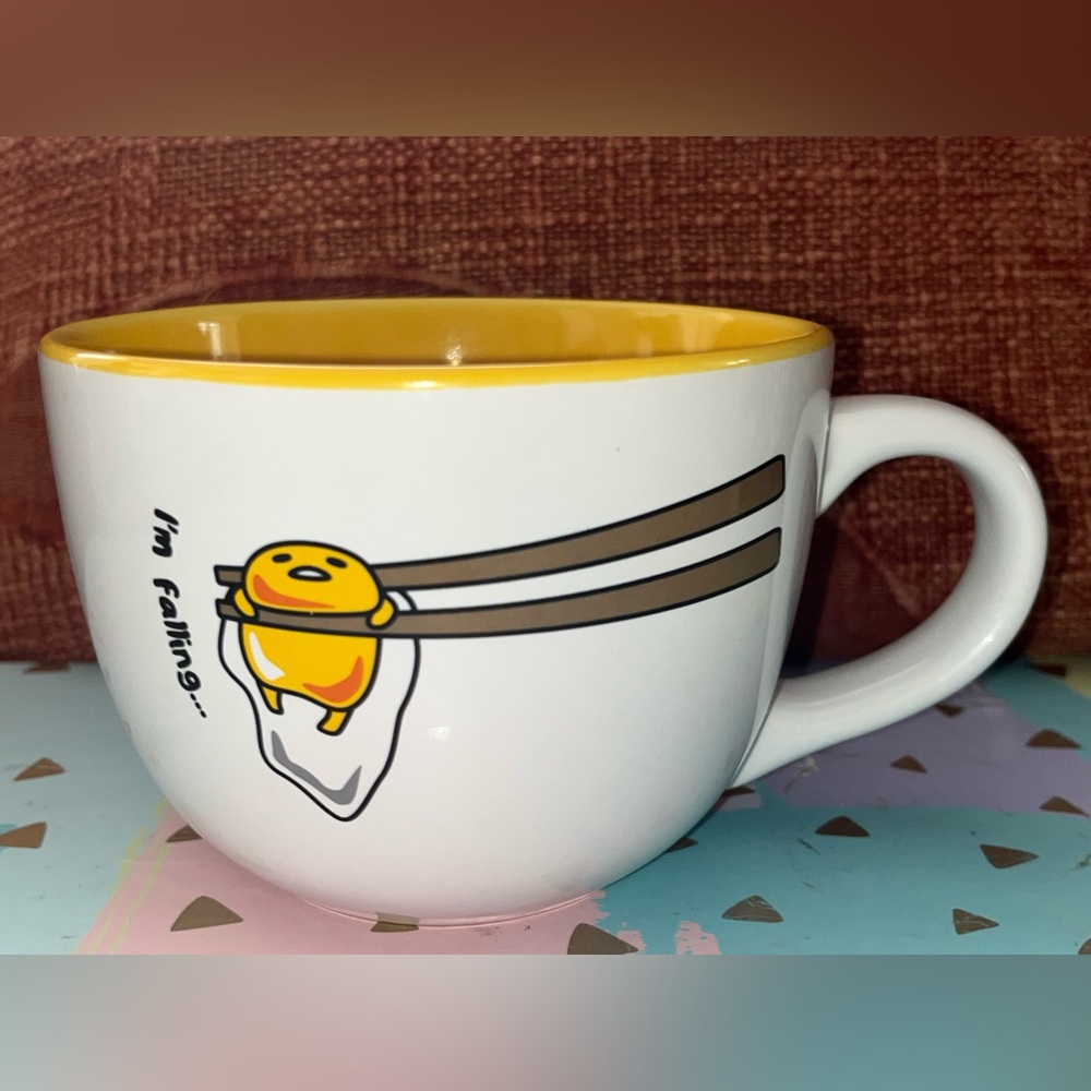 Sanrio Gudetama White & Yellow Large Ceramic Mug NEW